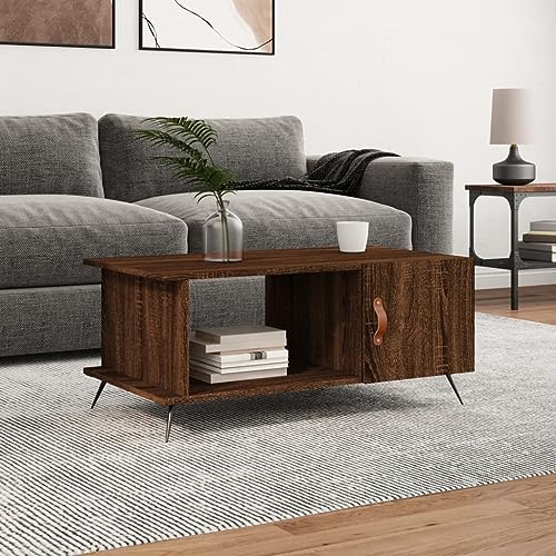 AJJHUUKI Tables-Accent Tables-Coffee Tables-Coffee Table Brown Oak 90x50x40cm Holzwerkstoff von AJJHUUKI
