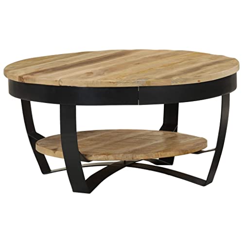 AJJHUUKI Tables-Accent Tables-Coffee Tables-Coffee Table Solid Rough Mango Wood 65x32cm von AJJHUUKI