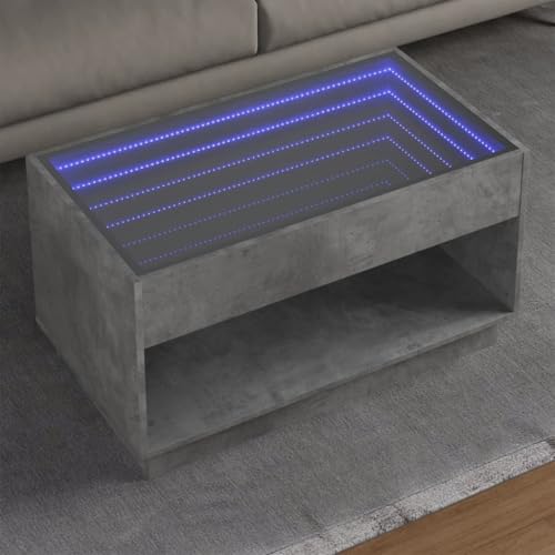 AJJHUUKI Tables-Accent Tables-Coffee Tables-Coffee Table with Infinity LED Concrete Grey 90x50x50cm von AJJHUUKI