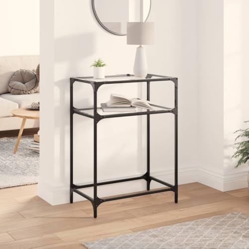 AJJHUUKI Tables-Accent Tables-Console Tables-Console Table with Transparent Glass Top 60x35x81cm Steel von AJJHUUKI