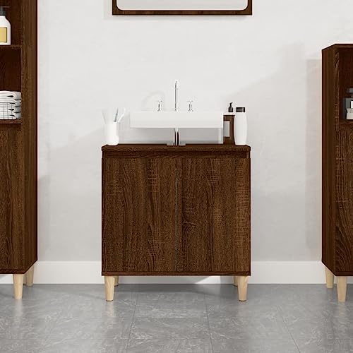 AJJHUUKI Waschbeckenunterschrank, braunes Eichenholz, 58 x 33 x 60 cm, Möbel, Schränke und Aufbewahrung, Waschtischunterschrank, Badezimmer-Waschtischunterschrank AJJHUUKI Waschbeckenunterschrank, braunes Eichenholz, 58 x 33 x 60 cm, Möbel, Schränke und Aufbewahrung, Waschtischunterschrank, Badezimmer-Waschtischunterschrank von AJJHUUKI