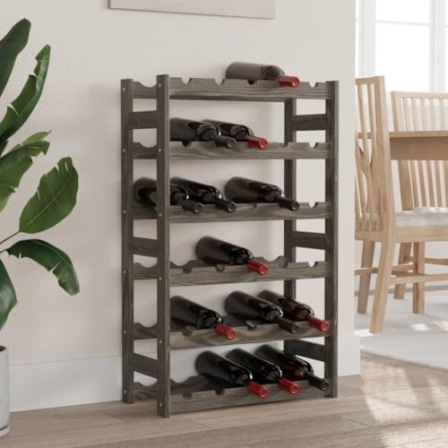 AJJHUUKI Weinregal für 30 Flaschen, Grau, Massivholz, Kiefernmöbel, Schränke und Aufbewahrung, Weinregale von AJJHUUKI