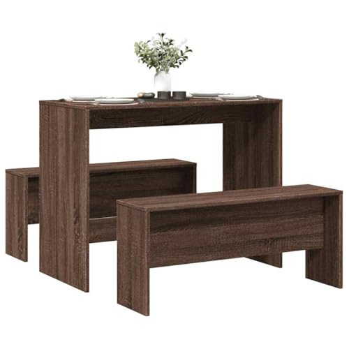 AJJHUUKI Wohnmöbel-Set, Küchen- und Esszimmermöbel-Set, 3-teilig, Esstisch und Bank, braunes Eichenholz AJJHUUKI Wohnmöbel-Set, Küchen- und Esszimmermöbel-Set, 3-teilig, Esstisch und Bank, braunes Eichenholz von AJJHUUKI
