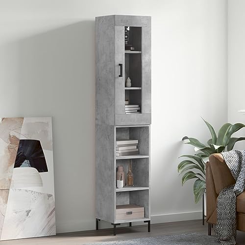 AJJHUUKI Wohnschränke & Aufbewahrung, Buffets & Sideboards, Highboard Betongrau, 34,5 x 34 x 180 cm, Holzwerkstoff von AJJHUUKI