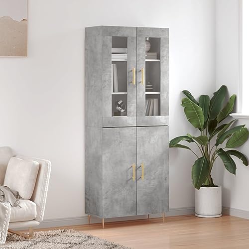 AJJHUUKI Wohnschränke & Aufbewahrung, Buffets & Sideboards, Highboard Betongrau, 69,5 x 34 x 180 cm, Holzwerkstoff AJJHUUKI Wohnschränke & Aufbewahrung, Buffets & Sideboards, Highboard Betongrau, 69,5 x 34 x 180 cm, Holzwerkstoff von AJJHUUKI