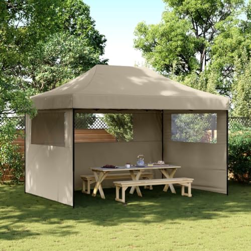 Faltbares Partyzelt Pop-Up mit 3 Seitenwänden Taupe Faltbares Partyzelt Pop-Up mit 3 Seitenwänden Taupe von AJJHUUKI