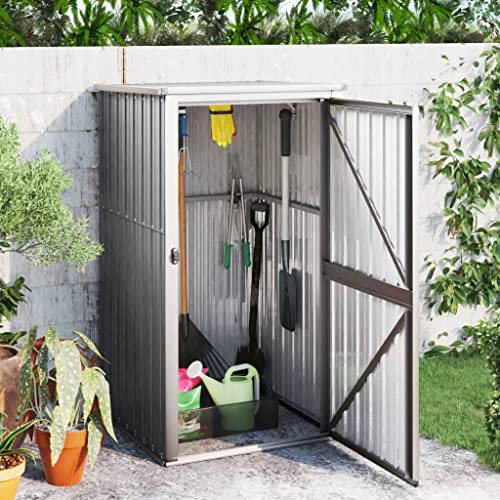 Gartengerätehaus grau 88x89x161cm Stahl verzinkt von AJJHUUKI