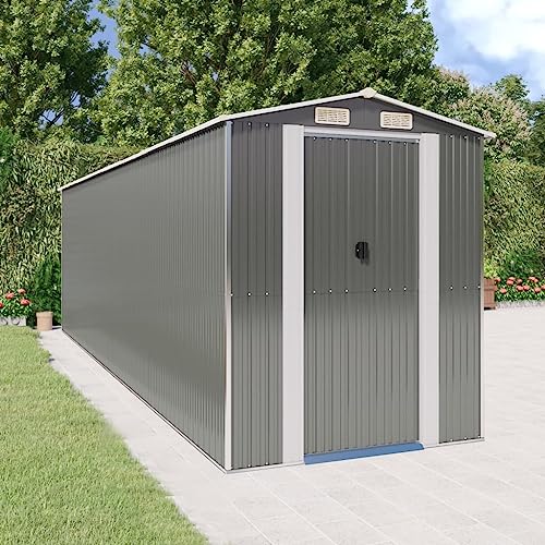 Gartenhaus Hellgrau 192x689x223cm Stahl verzinkt Gartenhaus Hellgrau 192x689x223cm Stahl verzinkt von AJJHUUKI