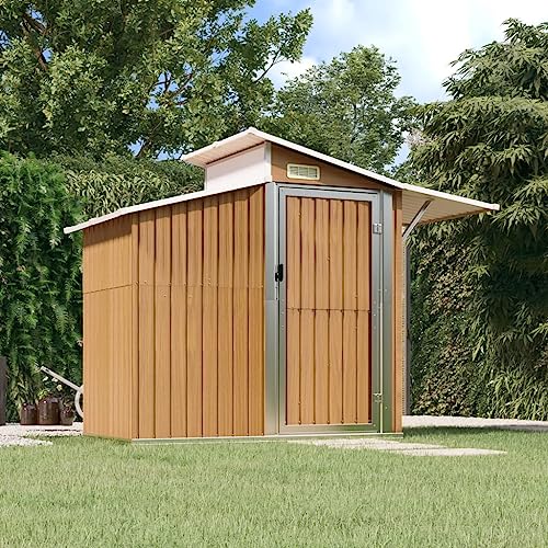Gartenhaus braun 270x130x208,5 cm Stahl verzinkt Gartenhaus braun 270x130x208,5 cm Stahl verzinkt von AJJHUUKI