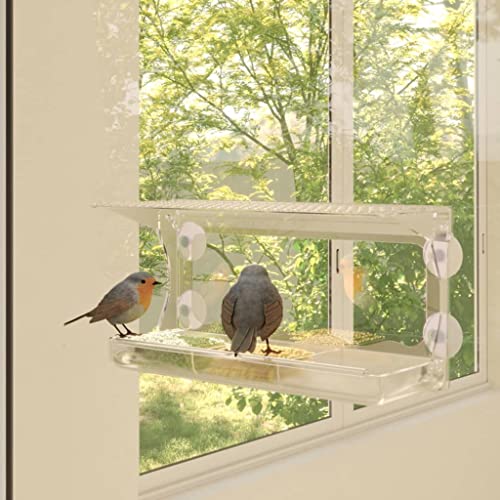 Home Outdoor Sonstige Vogelfutterspender für Fenster, Acryl, 30 x 12 x 15 cm, 2 Stück von AJJHUUKI