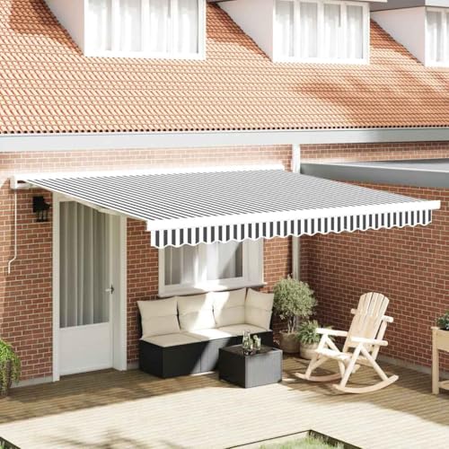Lawn & Garden-Outdoor Living-Fenster- & Türmarkisen, einziehbare Markise, Anthrazit und Weiß, 4x3 m, Stoff&Aluminium Lawn & Garden-Outdoor Living-Fenster- & Türmarkisen, einziehbare Markise, Anthrazit und Weiß, 4x3 m, Stoff&Aluminium von AJJHUUKI