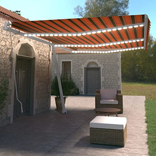 Lawn & Garden-Outdoor Living-Fenster- und Türmarkisen, manuell einziehbare Markise mit LED, 600 x 350 cm, Orange und Braun Lawn & Garden-Outdoor Living-Fenster- und Türmarkisen, manuell einziehbare Markise mit LED, 600 x 350 cm, Orange und Braun von AJJHUUKI