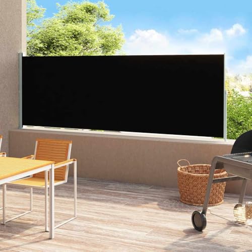 Lawn & Garden-Outdoor Living-Outdoor Regenschirme & Sonnenschirme - Patio Ausziehbare Seitenmarkise 180 x 500 cm Schwarz von AJJHUUKI