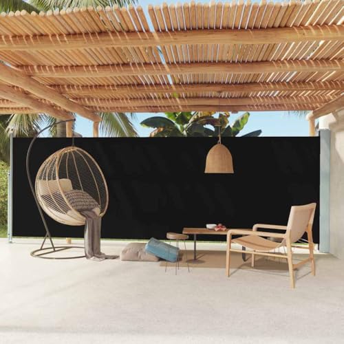 Lawn & Garden-Outdoor Living-Outdoor Regenschirme & Sonnenschirme - Patio Ausziehbare Seitenmarkise 180 x 600 cm Schwarz von AJJHUUKI
