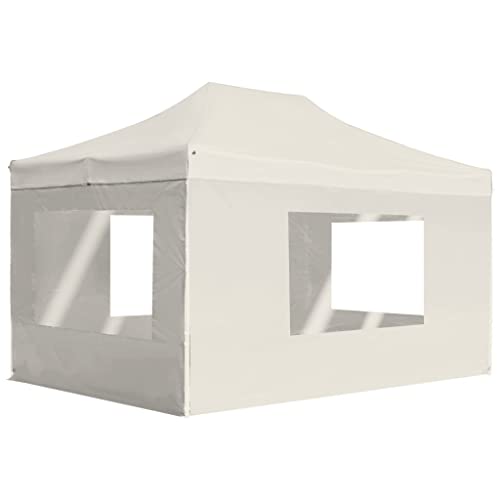 Profi Partyzelt faltbar mit Wänden Aluminium 4,5x3m Creme von AJJHUUKI