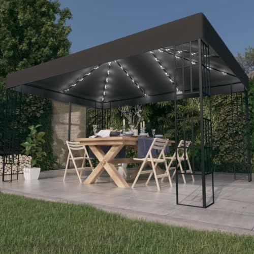 Rasen & Garten - Outdoor Wohnen - Outdoor Strukturen - Vordächer & Pavillons - Pavillon mit LED Lichterkette 3x4m Anthrazit von AJJHUUKI