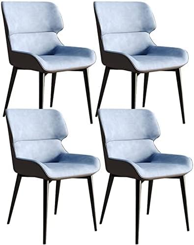 AJKKYFBI Chai Business Esszimmerstühle Set Küche Esszimmerstühle Set mit 4 PU-Leder Seitenstühlen mit Karbonstahlbeinen (Farbe: Blau) von AJKKYFBI