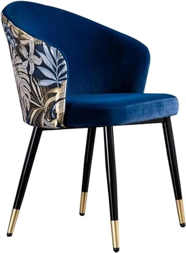 AJKKYFBI Chai Esszimmerstühle, Wohnzimmerstuhl mit schwarzen Stahlbeinen, Sitz und Rückenlehnen, Loungesessel (Farbe: Königsblau, Größe: Größe) von AJKKYFBI
