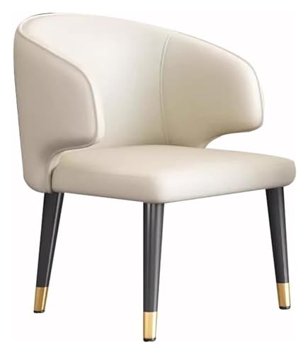 AJKKYFBI Chai Esszimmerstühle aus Mikrofaser-Leder mit ergonomischen Armlehnen, Rückenlehne für Theke, Lounge, Wohnzimmer, Empfangsstuhl (Farbe: Beige, Größe: Größe) von AJKKYFBI