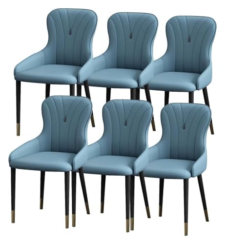 AJKKYFBI Chai-Esszimmerstühle aus Nappaleder, Küchenstuhl, Wohnzimmer, Beistellstuhl mit Metallstuhlbeinen für gewerbliche Restaurants (Farbe: Hellblau, Größe: Einheitsgröße) von AJKKYFBI