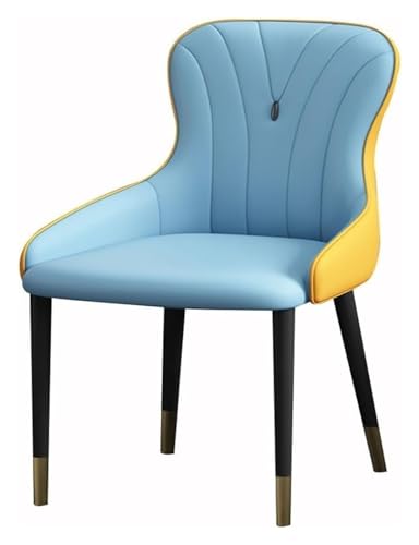 AJKKYFBI Chai Esszimmerstühle aus Nappaleder, Wohnzimmerstuhl mit Metallstuhlbeinen für gewerbliche Restaurants (Farbe: Blau + Gelb, Größe: Einheitsgröße) von AJKKYFBI