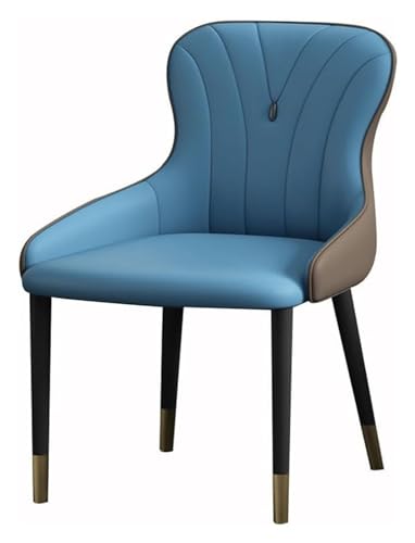 AJKKYFBI Chai Esszimmerstühle aus Nappaleder, Wohnzimmerstuhl mit Metallstuhlbeinen für gewerbliche Restaurants (Farbe: Blau + Kaffee, Größe: Einheitsgröße) von AJKKYFBI