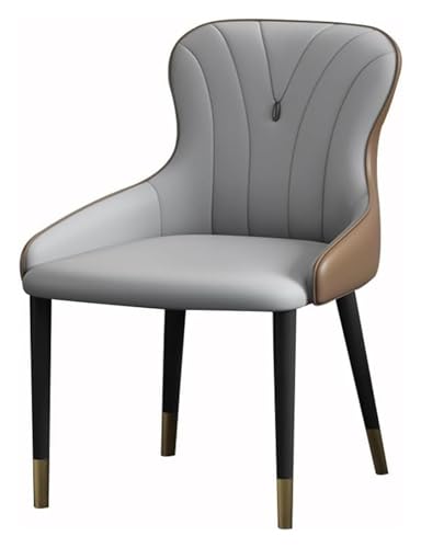 AJKKYFBI Chai Esszimmerstühle aus Nappaleder, Wohnzimmerstuhl mit Metallstuhlbeinen für gewerbliche Restaurants (Farbe: Grau + Kaffee, Größe: Einheitsgröße) von AJKKYFBI