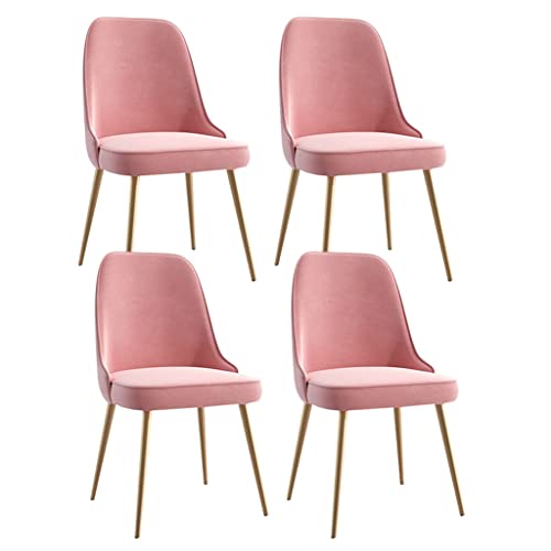 AJKKYFBI Chai Esszimmerstühle aus Samt, 4er-Set, Küchenstuhl mit ergonomischer Rückenlehne und Metallbeinen für Theke, Lounge, Wohnzimmer, Empfangsstuhl (Farbe: Rosa) von AJKKYFBI
