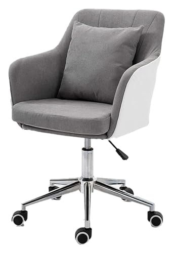 AJKKYFBI Drehstuhl, ergonomischer Computerstuhl, um 360 Grad drehbar, Rückenlehne, Armlehnenloser Polsterstuhl (Farbe: Grau) von AJKKYFBI
