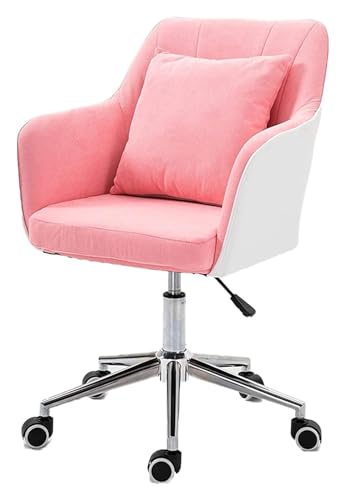 AJKKYFBI Drehstuhl, ergonomischer Computerstuhl, um 360 Grad drehbar, Rückenlehne, Armlehnenloser Polsterstuhl (Farbe: Pink) von AJKKYFBI