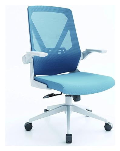 AJKKYFBI Drehstuhl Bürostuhl mit hochklappbaren Armen und Lendenwirbelstütze verstellbar, Rollstuhl Drehstuhl Verstellbarer Mittellehnen-Arbeitsstuhl von AJKKYFBI