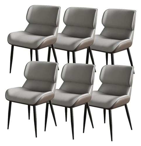 AJKKYFBI Esszimmer-Chai-Küchenmöbel-Stühle, 6er-Set, Mikrofaser-Leder, Küchenstuhl, ergonomischer Sitz, feste Karbonstahl-Metall-Stuhlbeine (Farbe: Dunkelgrau) von AJKKYFBI