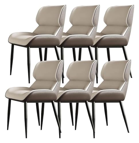 AJKKYFBI Esszimmer-Chai-Küchenmöbel-Stühle, 6er-Set, Mikrofaser-Leder, Küchenstuhl, ergonomischer Sitz, feste Karbonstahl-Metall-Stuhlbeine (Farbe: Hellgrau) von AJKKYFBI