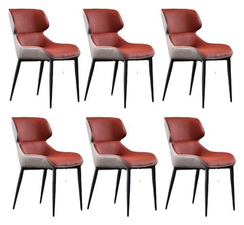AJKKYFBI Esszimmer-Chai-Küchenmöbel-Stühle, modernes PU-Leder, Wohnstühle, 6er-Set, hohe Rückenlehne, gepolsterter Sitz, Wohnzimmer, Schlafzimmer, Küche (Farbe: Rot) von AJKKYFBI