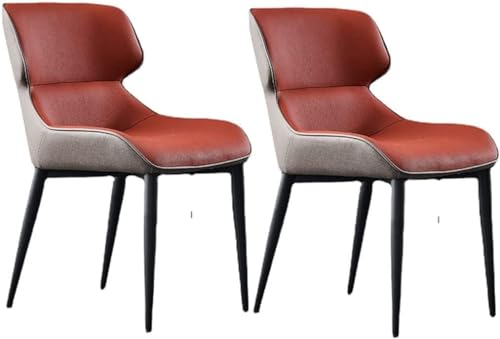 AJKKYFBI Esszimmer-Chai-Küchenmöbel-Stühle aus PU-Leder, hohe Rückenlehne, gepolstert, weiche Sitzfläche, Esszimmerstühle, 2er-Set, mit schwarzen Stuhlbeinen, für Ess- und Wohnstühle (Farbe: Rot) von AJKKYFBI