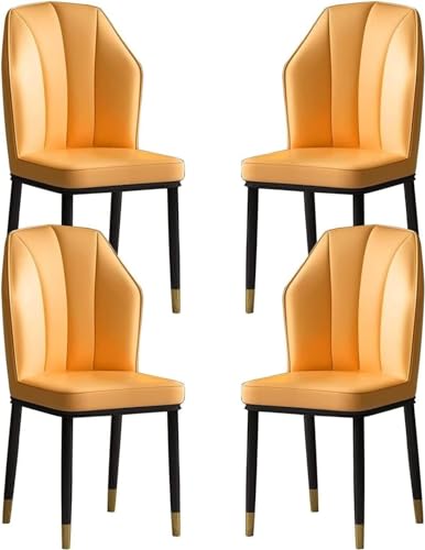 AJKKYFBI Esszimmer-Chai-Set mit 4 PU-Leder-Esszimmerstühlen, Küche, Wohnzimmer, Lounge, Thekenstühle, wasserdicht, Metallbeine, Seitenstuhl (Farbe: a) von AJKKYFBI