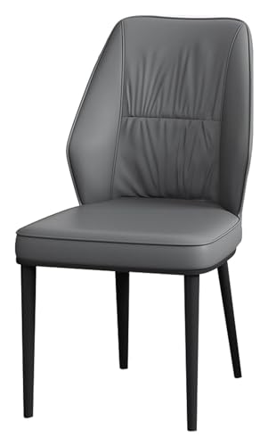 AJKKYFBI Esszimmer-Chai-Wohnzimmer-Sessel aus Nappaleder mit schwarzen Beinen aus Karbonstahl, Küche, Wohnzimmer, Lounge, Thekenstühle (Farbe: Dunkelgrau) von AJKKYFBI
