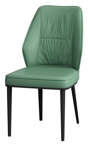 AJKKYFBI Esszimmer-Chai-Wohnzimmer-Sessel aus Nappaleder mit schwarzen Beinen aus Karbonstahl, Küche, Wohnzimmer, Lounge, Thekenstühle (Farbe: Grün) von AJKKYFBI