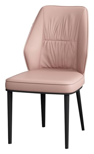 AJKKYFBI Esszimmer-Chai-Wohnzimmer-Sessel aus Nappaleder mit schwarzen Beinen aus Karbonstahl, Küche, Wohnzimmer, Lounge, Thekenstühle (Farbe: Rosa) von AJKKYFBI