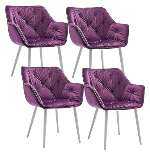 AJKKYFBI Esszimmer-Sessel aus weichem Samt, Set mit 4 stabilen Metallbeinen für Büro, Lounge, Esszimmer, Küche, Schlafzimmer (Farbe: Violett) von AJKKYFBI