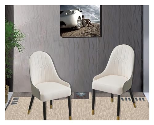 AJKKYFBI Esszimmerstühle Chai, 2er-Set, ergonomische PU-Lederstühle mit Edelstahlbeinen, moderner Schreibtischstuhl, Loungesessel für Wohnzimmer, Esszimmer (Farbe: Stil D) von AJKKYFBI