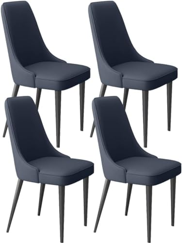 AJKKYFBI Esszimmerstühle Chai, modernes Latex-Pad, Esszimmerstühle, 4er-Set, Wohnzimmer-Seitenstühle mit weichem Mikrofaser-Leder und Metallbeinen, Küchen-Esszimmerstühle (Farbe: dunkelblau, Größe: von AJKKYFBI