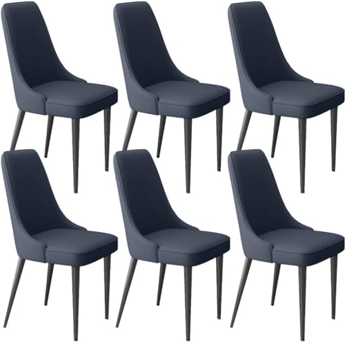 AJKKYFBI Esszimmerstühle Chai, modernes Latex-Pad, Esszimmerstühle, 6er-Set, Wohnzimmer-Seitenstühle mit weichem Mikrofaser-Leder und Metallbeinen, Küchen-Esszimmerstühle (Farbe: dunkelblau, Größe: von AJKKYFBI
