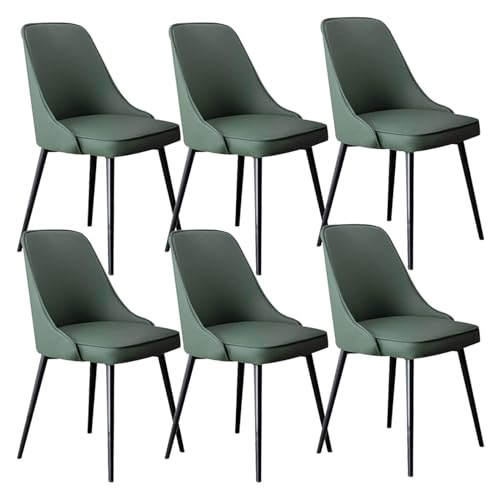 AJKKYFBI Esszimmerstühle Chai Esszimmerstühle Set mit 6 Wohnzimmer-Seitenstühlen mit weichem Nappaleder-Kissen und Metallbeinen (Farbe: Grün, Größe: schwarze Füße) von AJKKYFBI