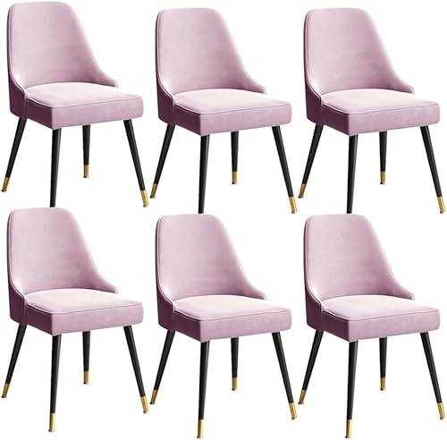 AJKKYFBI Esszimmerstühle Chai Esszimmerstühle Set mit 6 modernen Samt-Esszimmerstühlen, gepolsterter Akzent, Freizeit, Beistellstühle mit Metallbeinen für Wohnzimmer, Schlafzimmer, Küche (Farbe: lila, von AJKKYFBI