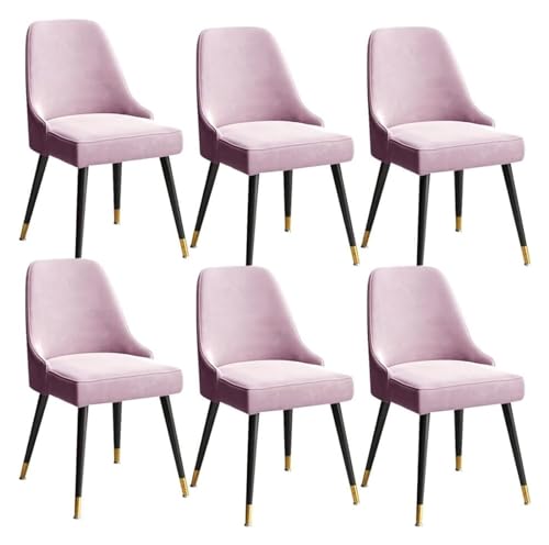 AJKKYFBI Esszimmerstühle Chai Esszimmerstühle Set mit 6 modernen Samt-Esszimmerstühlen, gepolsterter Akzent, Freizeit, Beistellstühle mit Metallbeinen für Wohnzimmer, Schlafzimmer, Küche (Farbe: lila, von AJKKYFBI