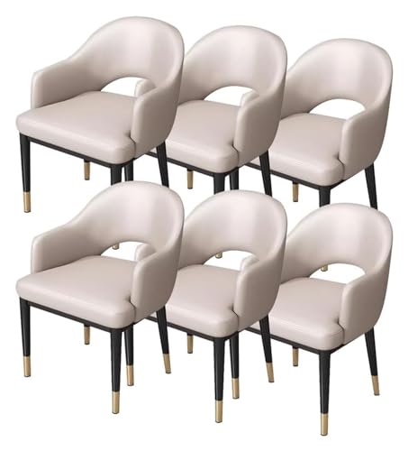 AJKKYFBI Esszimmerstühle Chai Litchi Leder Esszimmerstühle Set mit 6 Stück Küche Wohnzimmer Akzent Sessel Freizeit Haushalt Schreibtischstuhl (Farbe: Beige Weiß, Größe: Einheitsgröße) von AJKKYFBI