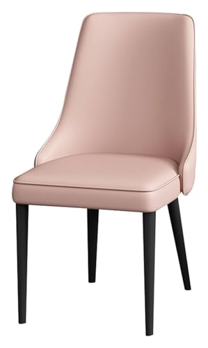 AJKKYFBI Esszimmerstühle Chai Wohnzimmer Beistellstühle Nappaleder Stühle mit schwarzen Beinen aus Karbonstahl gepolsterte Esszimmerstühle (Farbe: Rosa) von AJKKYFBI