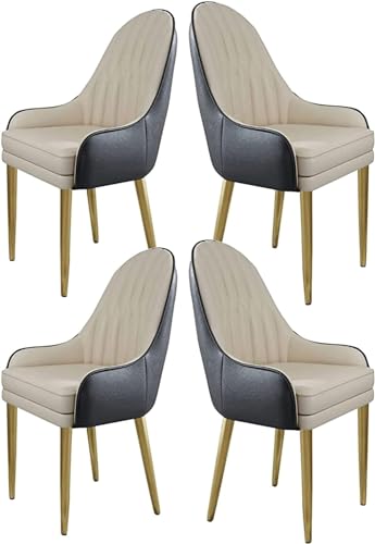 AJKKYFBI Esszimmerstühle aus Chai, Kunstleder, 4 Stück, Küchenthekenstühle für Wohnzimmer, Beistellstühle mit dickem Kissen und goldfarbenem Metallsockel (Farbe: D) von AJKKYFBI