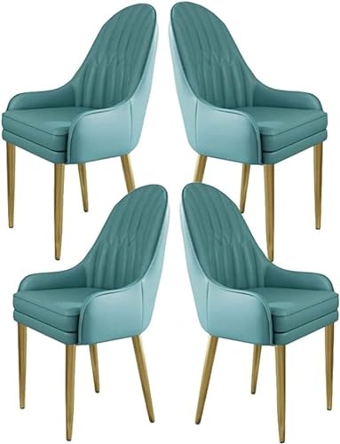 AJKKYFBI Esszimmerstühle aus Chai, Kunstleder, 4 Stück, Küchenthekenstühle für Wohnzimmer, Beistellstühle mit dickem Kissen und goldfarbenem Metallsockel (Farbe: G) von AJKKYFBI